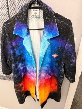 Casablanca Ombre Button-Up Shirt - Black, Blue, Purple & Orange Fade.